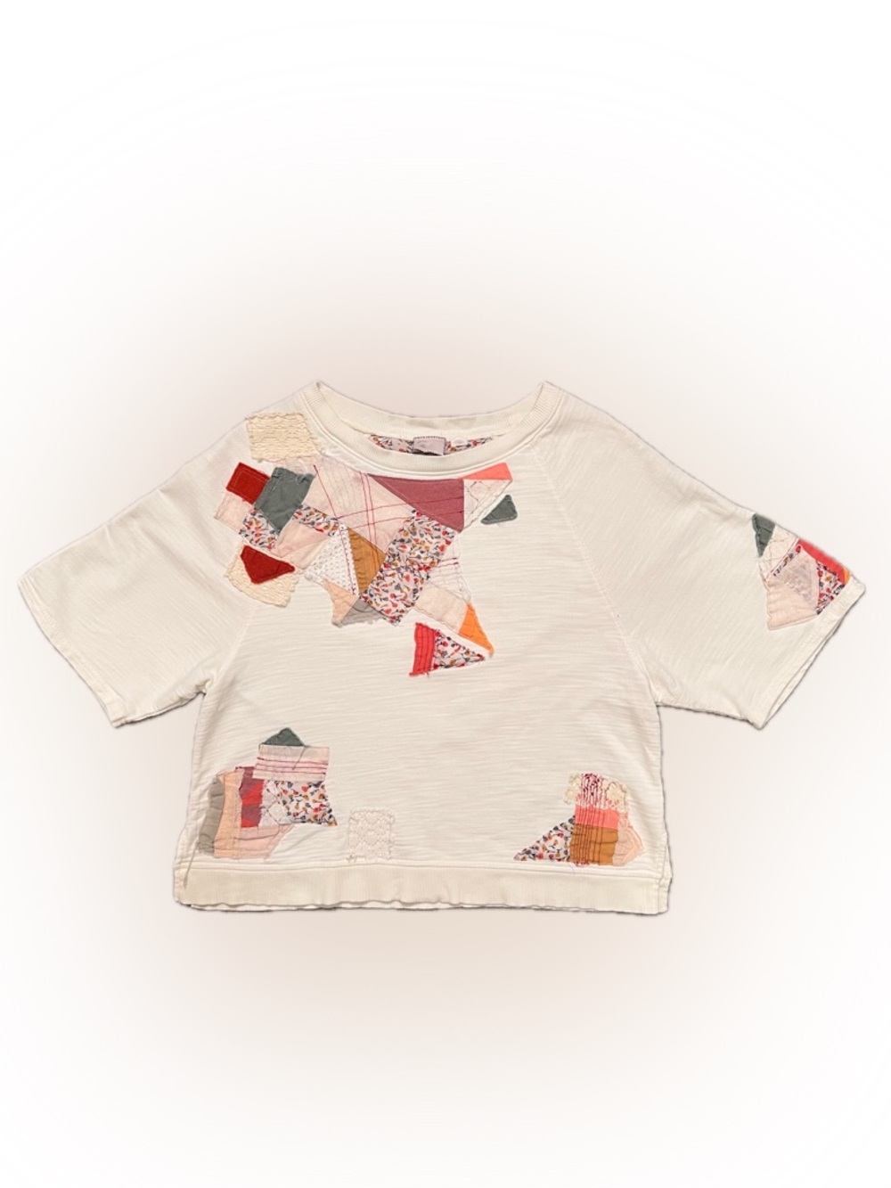 Anthropologie Postmark Boho Patchwork Quilted Boxy Sweatshirt Top S - Picture 2 of 15